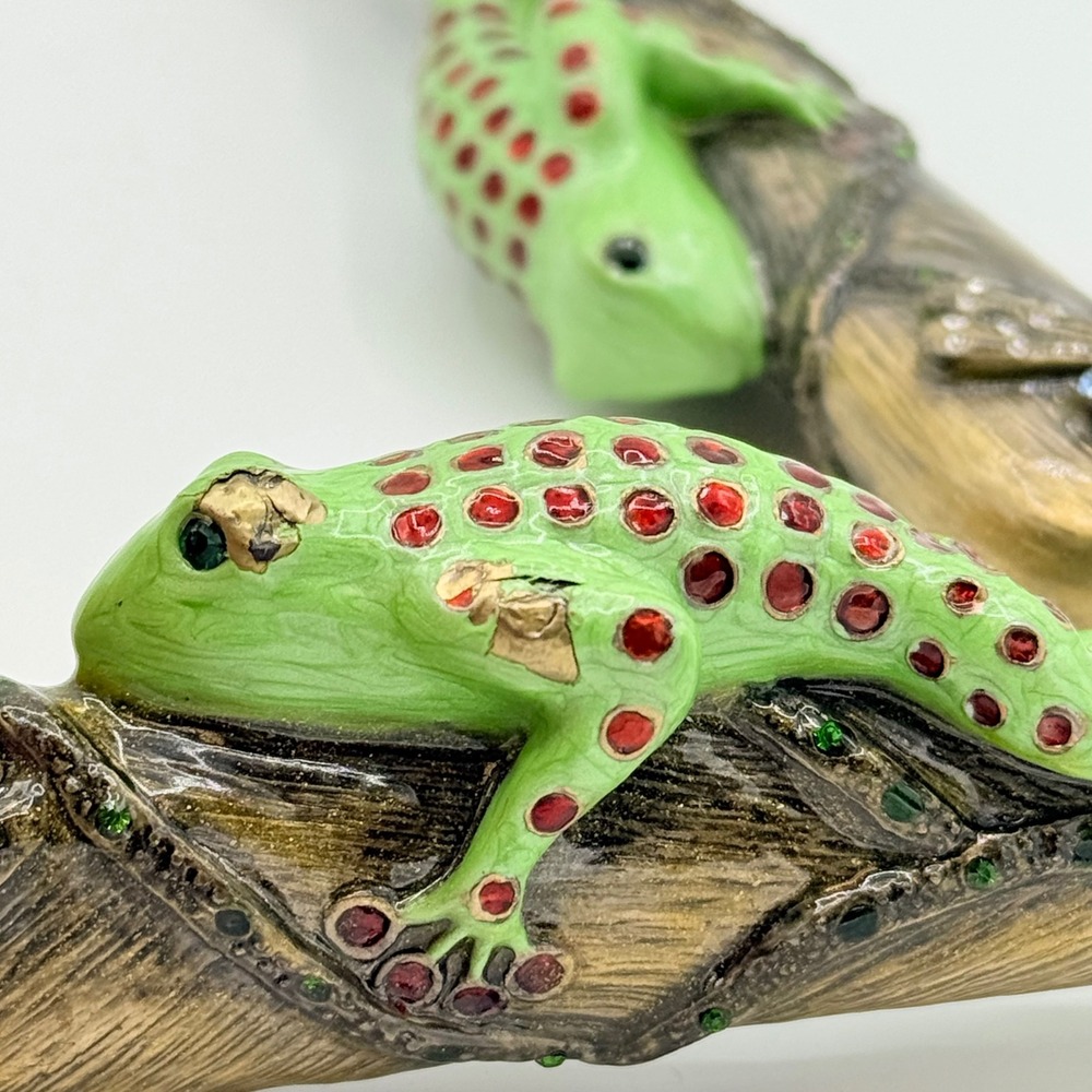Vintage Frog & Dragonfly Salad Serving Set Resin Handles Silver Tone 11" - Picture 4 of 9